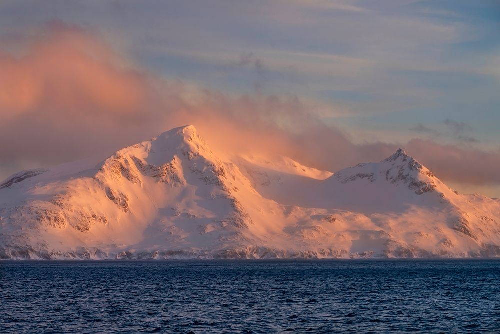 Antarctica-South Georgia Island-Bay of Isles Sunrise on mountain and ocean  art print by Jaynes Gallery for $57.95 CAD